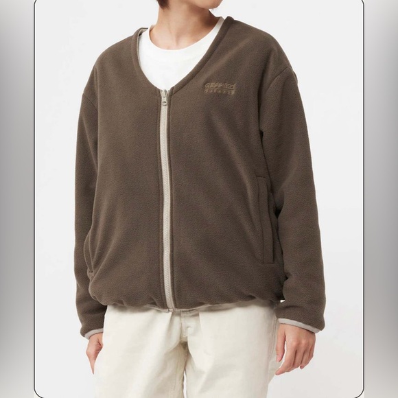 Gramicci Reversible Fleece Cardigan Jacket Taupe - Picture 1 of 16